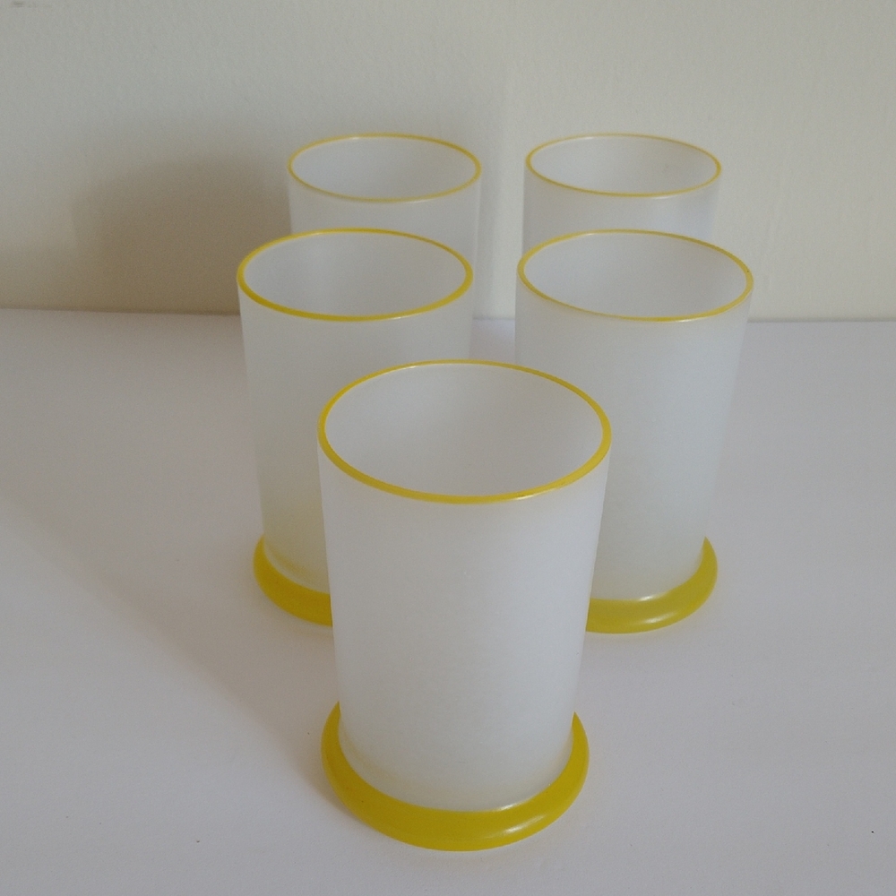 Mcm Frosted Lemon Yellow Highball Tumbler Drinking Glasses